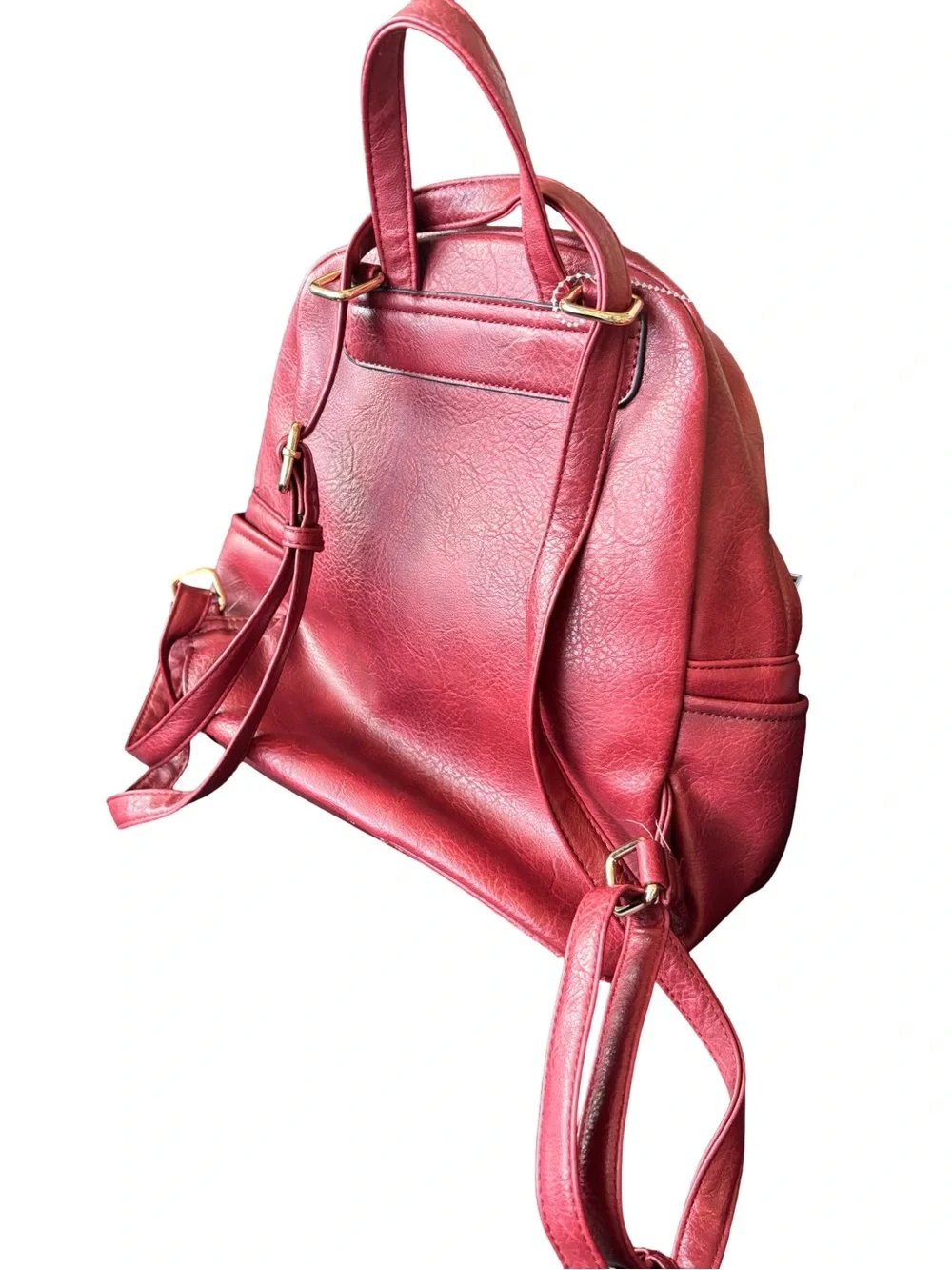 Stylish Pink Faux Leather Backpack with Tassel